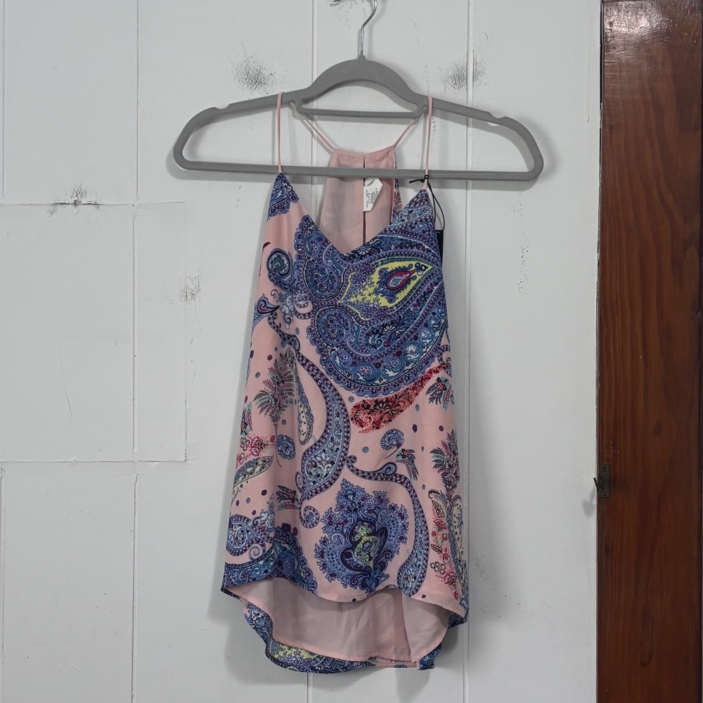 Express Reversible Paisley Pink Camisole Top XS NWT Racerback High Low Tank